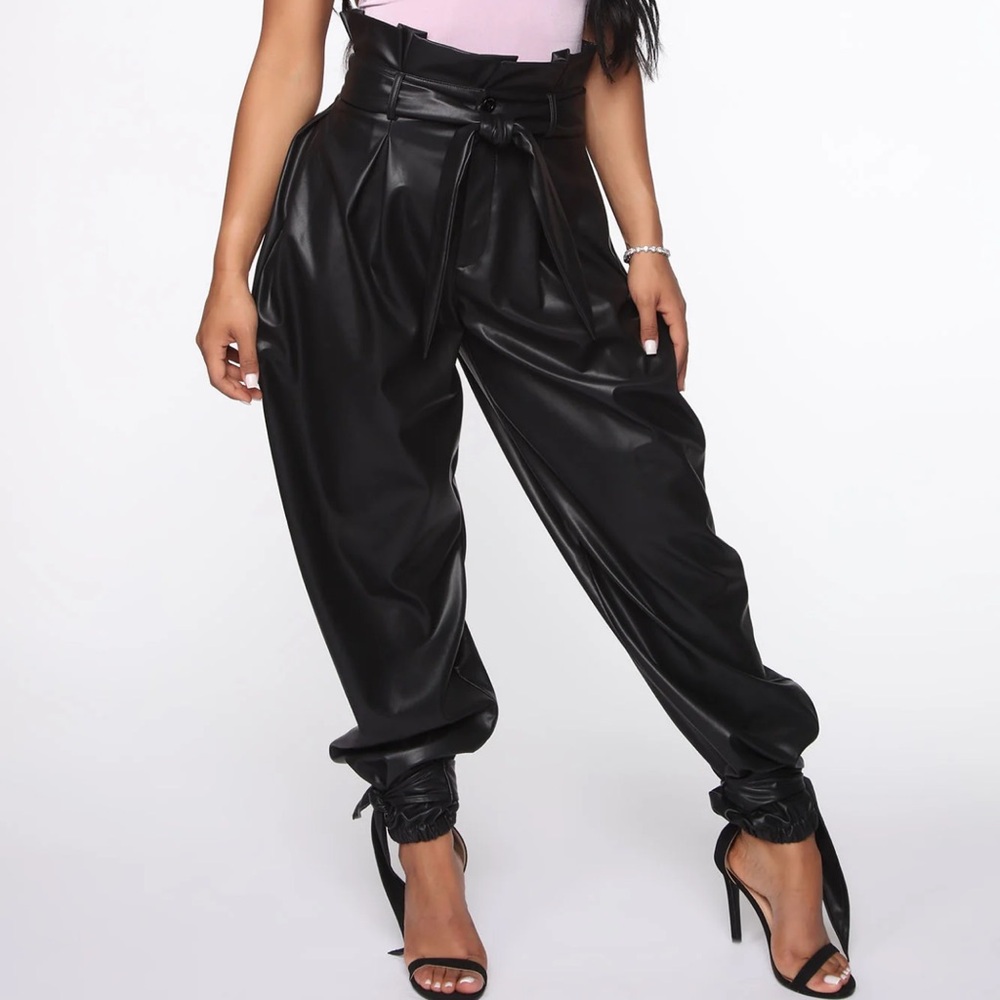 Faux Leather Jogger Pant - Large